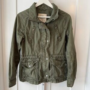 Hollister Y2K Womens M Olive Green Utility Field‎ Jacket Cargo Military Cotton